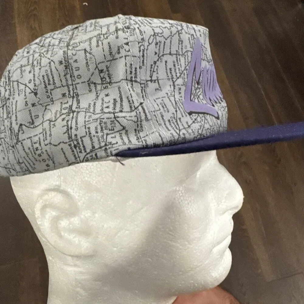 VTG 80s 90s LOUISIANA Road Map All Over Print AOP Snapback Hat Made USA